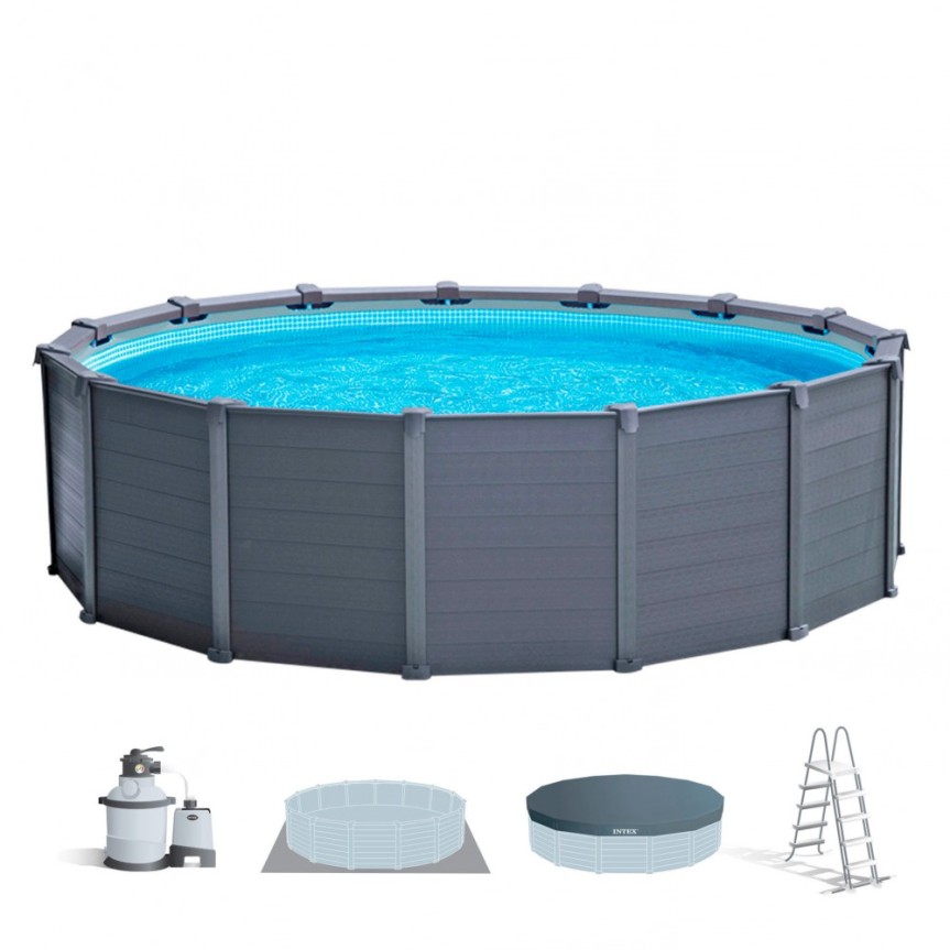 Piscina desmontable INTEX Graphite Grey Panel 5 metros