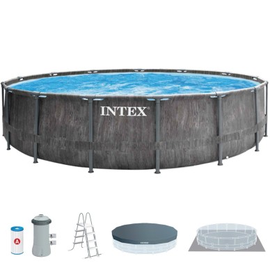 Piscina desmontable INTEX Prism Frame Greywood Premium  5...