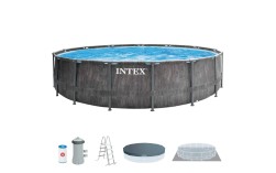 Piscina desmontable INTEX Prism Frame Greywood Premium  5 metros + depuradora