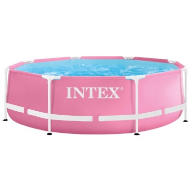 Piscina desmontable redonda Metal Frame color rosa de 2 metros de diámetro con tapón de vaciado | INTEX