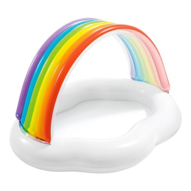 Piscina hinchable en forma de arcoíris de 142x119x84 cm con parasol para niños de 1 a 3 años | INTEX