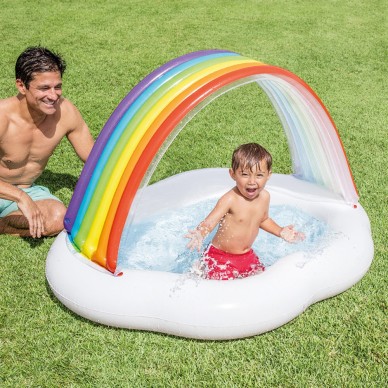 Piscina hinchable en forma de arcoíris de 142x119x84 cm con parasol para niños de 1 a 3 años | INTEX 2