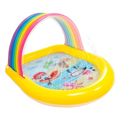 Piscina hinchable infantil con aspersor de 130x147x86 cm con rociador y capota con sombra  | INTEX
