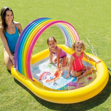 Piscina hinchable infantil con aspersor de 130x147x86 cm con rociador y capota con sombra  | INTEX 2