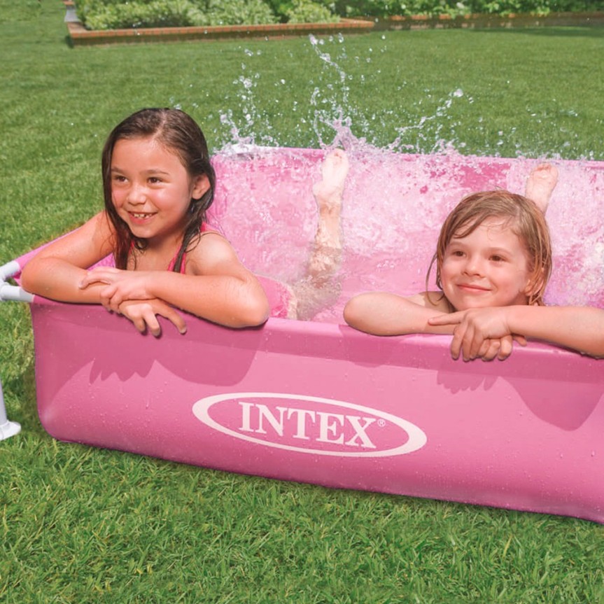 Piscina desmontable cuadrada Mini Frame rosa | INTEX