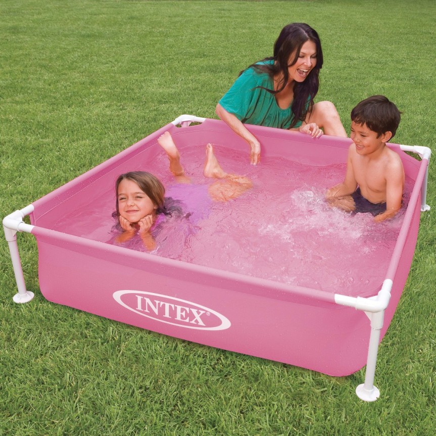 Piscina desmontable cuadrada Mini Frame rosa | INTEX