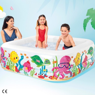 Piscina hinchable cuadrada Sea Aquarium | Medidas: 159x159x50 - Capacidad 340 litros