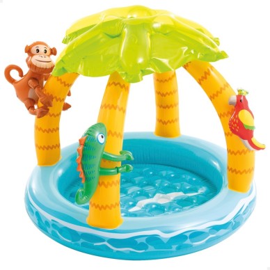 Piscina hinchable infantil en forma de isla tropical de 102x86 cm con parasol para niños de 1 a 3 años | INTEX