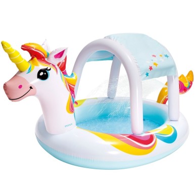 Piscina hinchable en forma de unicornio de 254x132x109 cm para 2 niños | INTEX
