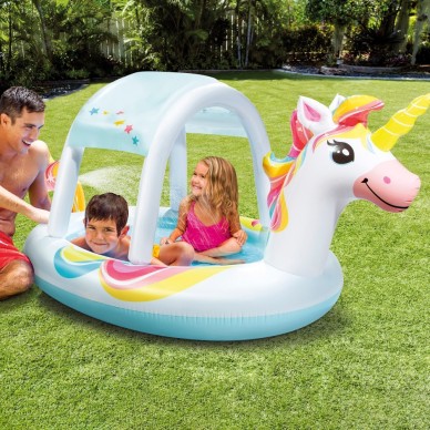 Piscina hinchable en forma de unicornio de 254x132x109 cm para 2 niños | INTEX 2