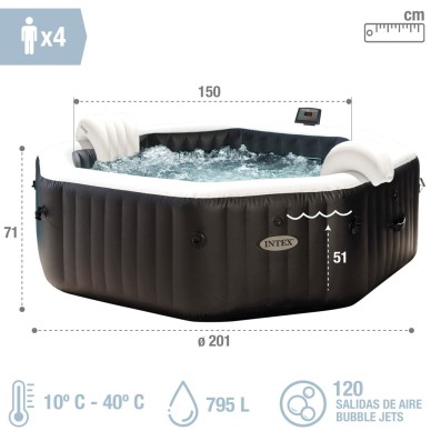 Spa hinchable 4 plazas INTEX con burbujas y jets | Intex.es