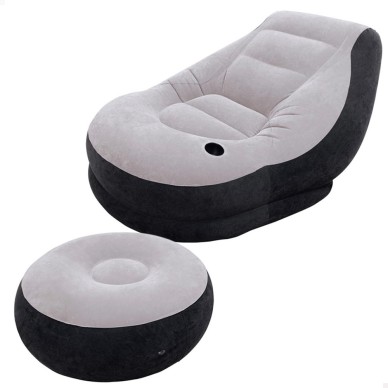 SILLÓN+REPOSAPIÉS HINCHABLES INTEX 99X130X76 64X28 CM - GRIS