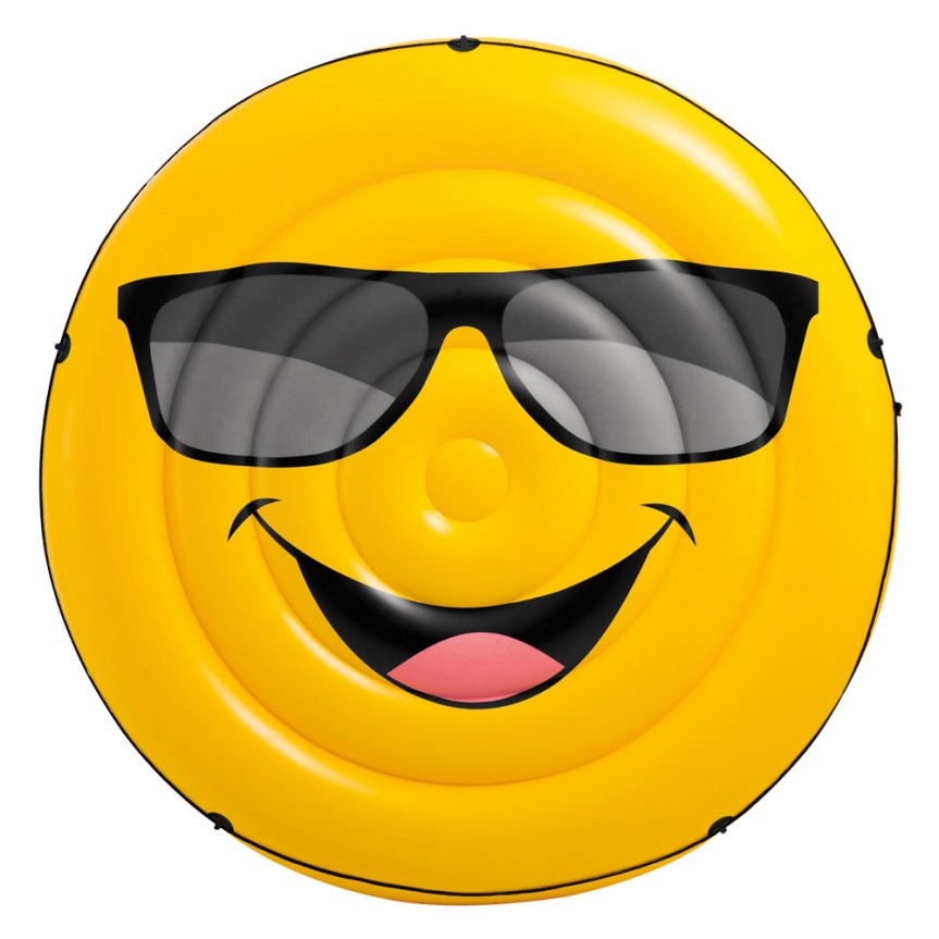 Colchoneta hinchable redonda Intex - Emoji gafas de sol para dos personas - 173x27 cm