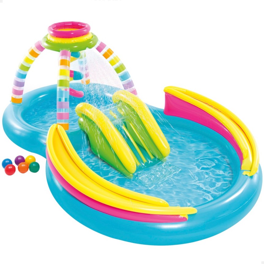 Centro de juegos hinchable agua INTEX espiral con tobogán, juego de bolas y difusor