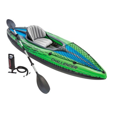Kayak hinchable Challenger K1 Intex | Medidas: 274x76x33 cm | Con remo y bomba de hinchado