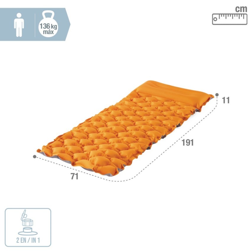Colchón hinchable camping duradero y ligero para 1 | INTEX