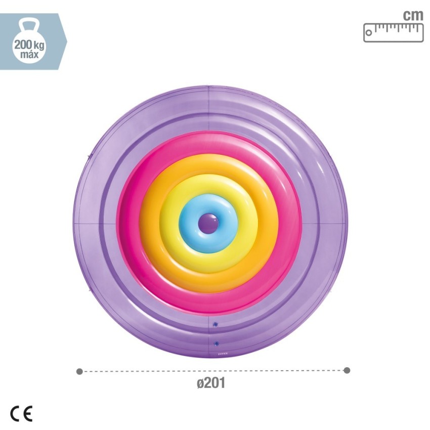 Isla hinchable diseño arcoíris Ø201 cm | INTEX