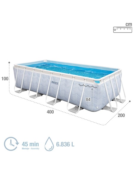 Piscina desmontable rectangular Chevron 400x200 cm | Intex.es