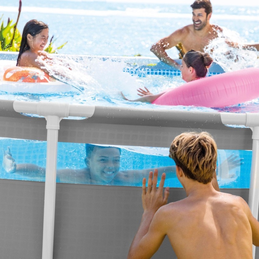Pack Piscina tubular Prism Frame Clearview Ø488x122 cm con 6 accesorios | INTEX