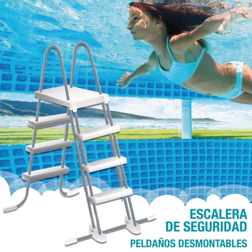 Pack Piscina tubular Prism Frame Clearview Ø488x122 cm con 6 accesorios | INTEX