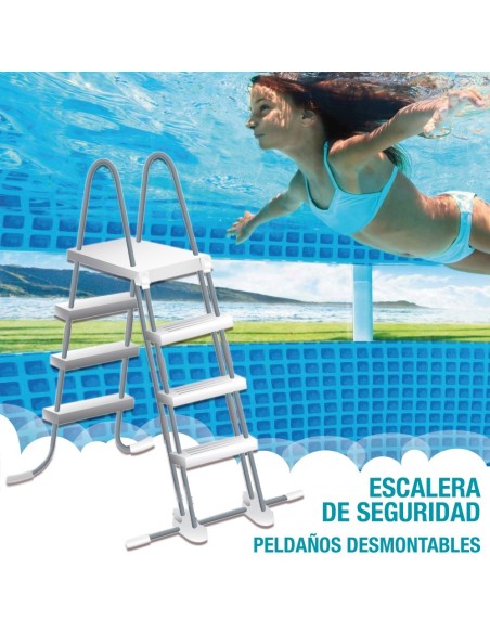 Pack Piscina tubular Prism Frame Clearview Ø488x122 cm con 6 accesorios | INTEX