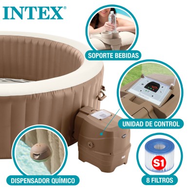 Pack Spa hinchable PureSpa Bubble Massage Ø196 cm con 7 accesorios |INTEX