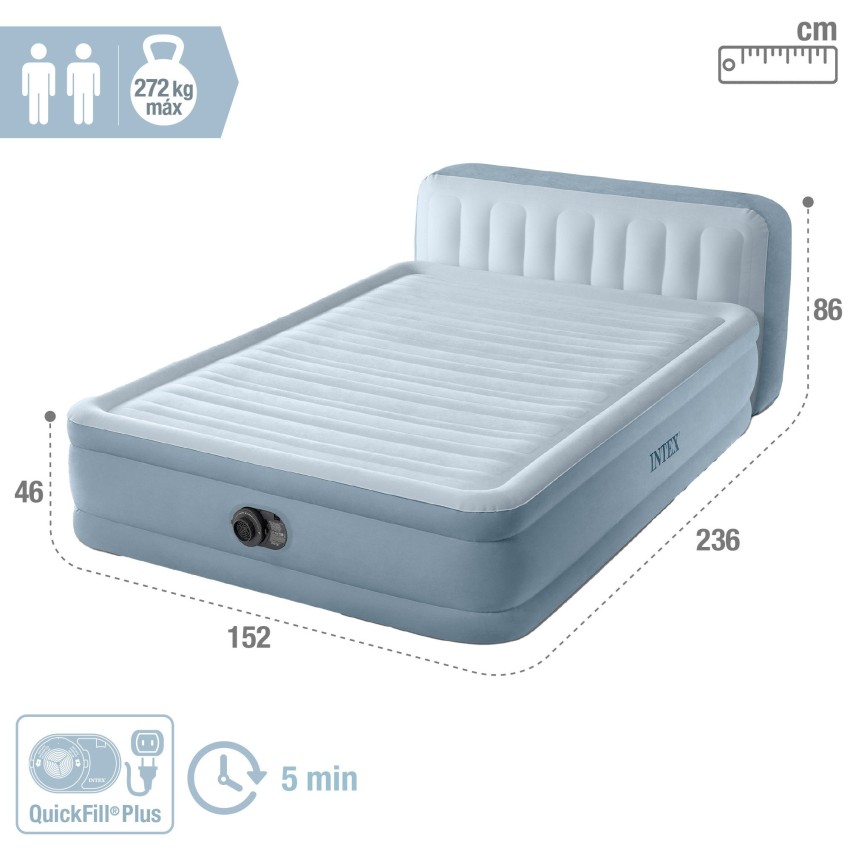 Colchón hinchable Plush con cabecero | INTEX