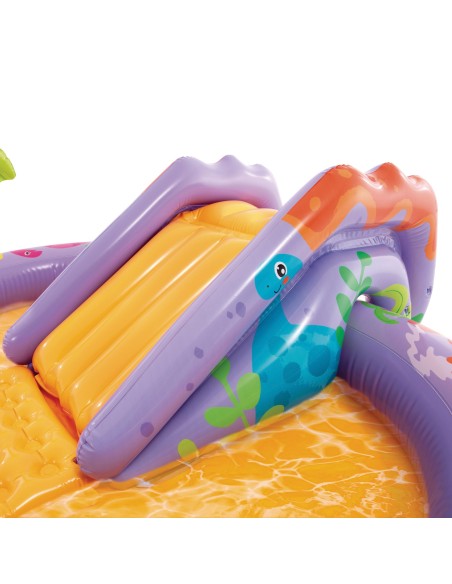 Centro juegos acuático Dino Park con tobogán y pulverizador | INTEX
