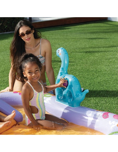 Centro juegos acuático Dino Park con tobogán y pulverizador | INTEX