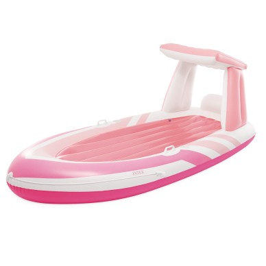 Colchoneta hinchable Pink Paradise con techo y portabebidas | INTEX