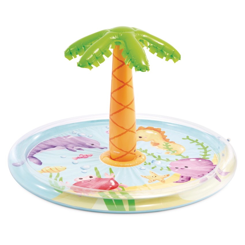 Piscina infantil hinchable spray palmera con rociador de agua