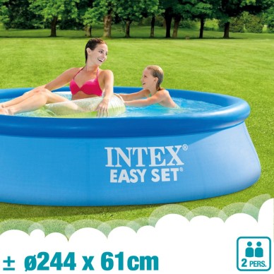 Pack Piscina hinchable Easy Set Ø244x61 cm con 5 accesorios | INTEX