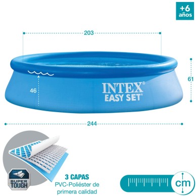 Pack Piscina hinchable Easy Set Ø244x61 cm con 5 accesorios | INTEX