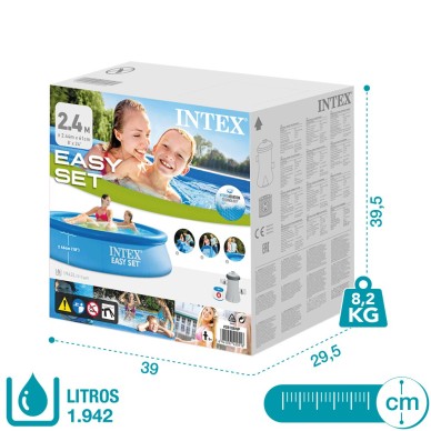 Pack Piscina hinchable Easy Set Ø244x61 cm con 5 accesorios | INTEX
