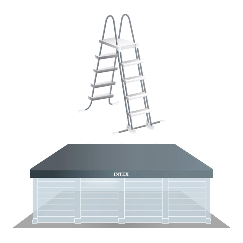 Pack Piscina Graphite Gray Panel 400x300x124 cm con 6 accesorios | INTEX