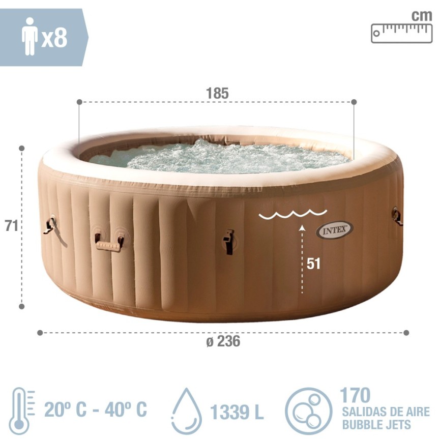 Pack Spa hinchable Bubble Massage Sahara 6 acc | INTEX