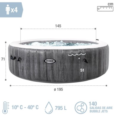 Pack Spa Greywood Deluxe 4 personas 8 acc | INTEX 2