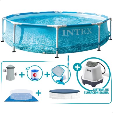 Pack Piscina Metal Frame Beachside 6 accesorios | INTEX
