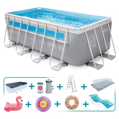 Pack Piscina Prism Frame Clearview 400x200x122 cm 8 accesorios | INTEX