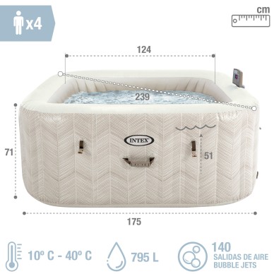 Pack Spa hinchable Chevron Deluxe 4 personas con 6 accesorios | INTEX 2