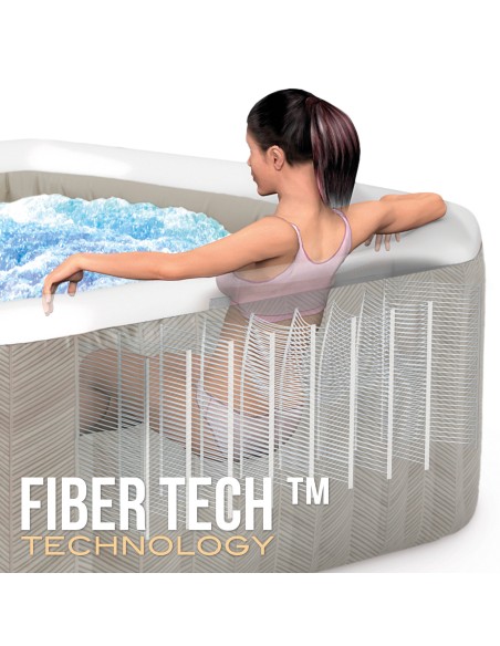 Pack Spa hinchable Chevron Deluxe 4 personas con 6 accesorios | INTEX
