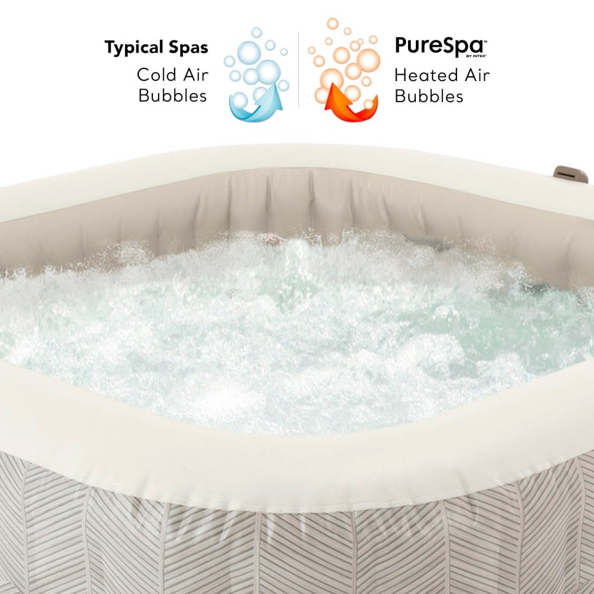 Pack Spa hinchable Chevron Deluxe 4 personas con 6 accesorios | INTEX
