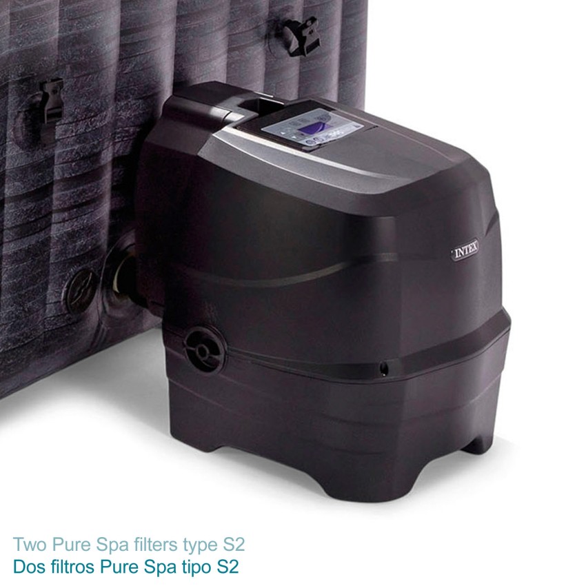 Pack Spa hinchable Chevron Deluxe 4 personas con 6 accesorios | INTEX