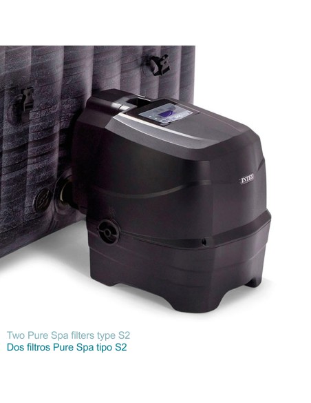 Pack Spa hinchable Chevron Deluxe 4 personas con 6 accesorios | INTEX