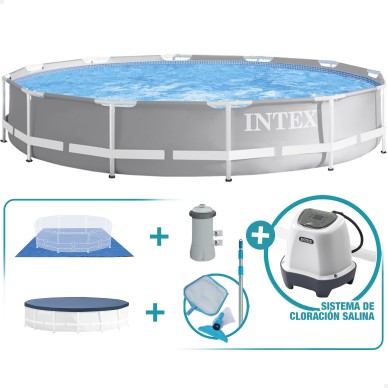 Pack Piscina Prism Frame Ø366x76 cm 5 accesorios | INTEX
