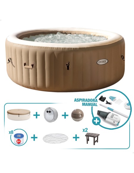 Pack Spa hinchable PureSpa Bubble Massage Ø196 cm con 7 accesorios |INTEX