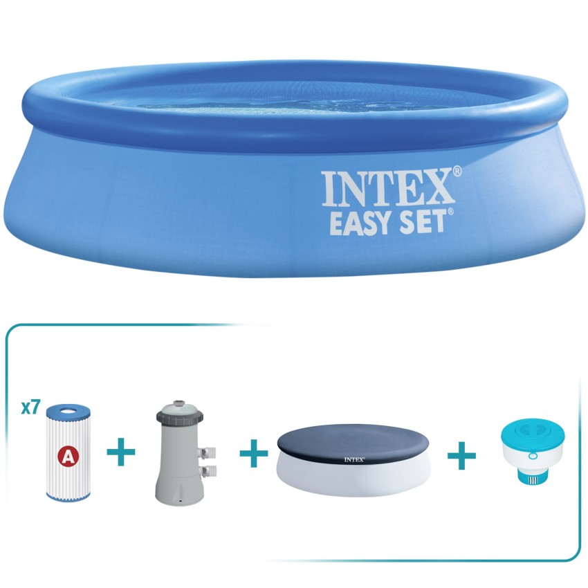 Pack piscina hinchable redonda easy set 4 metros 4 accesorios