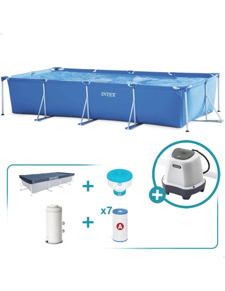 Pack Piscina desmontable rectangular Small Frame 450x220x84 cm 5 accesorios