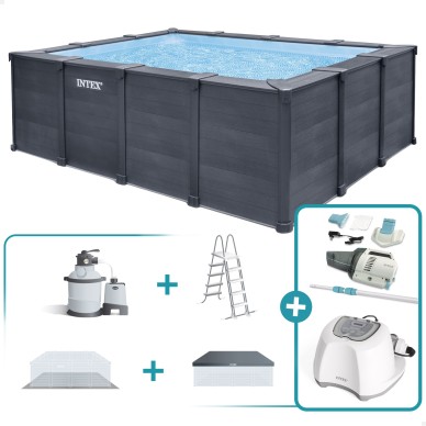 Pack Piscina Graphite Gray Panel 400x300x124 cm con 6 accesorios | INTEX