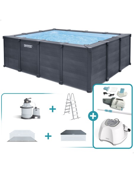 Pack Piscina Graphite Gray Panel 400x300x124 cm con 6 accesorios | INTEX